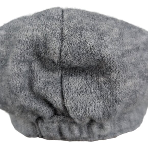 Newsboy Style Cap Gray with Bow and Button Embellishment Fuzzy Knit - Picture 5 of 5